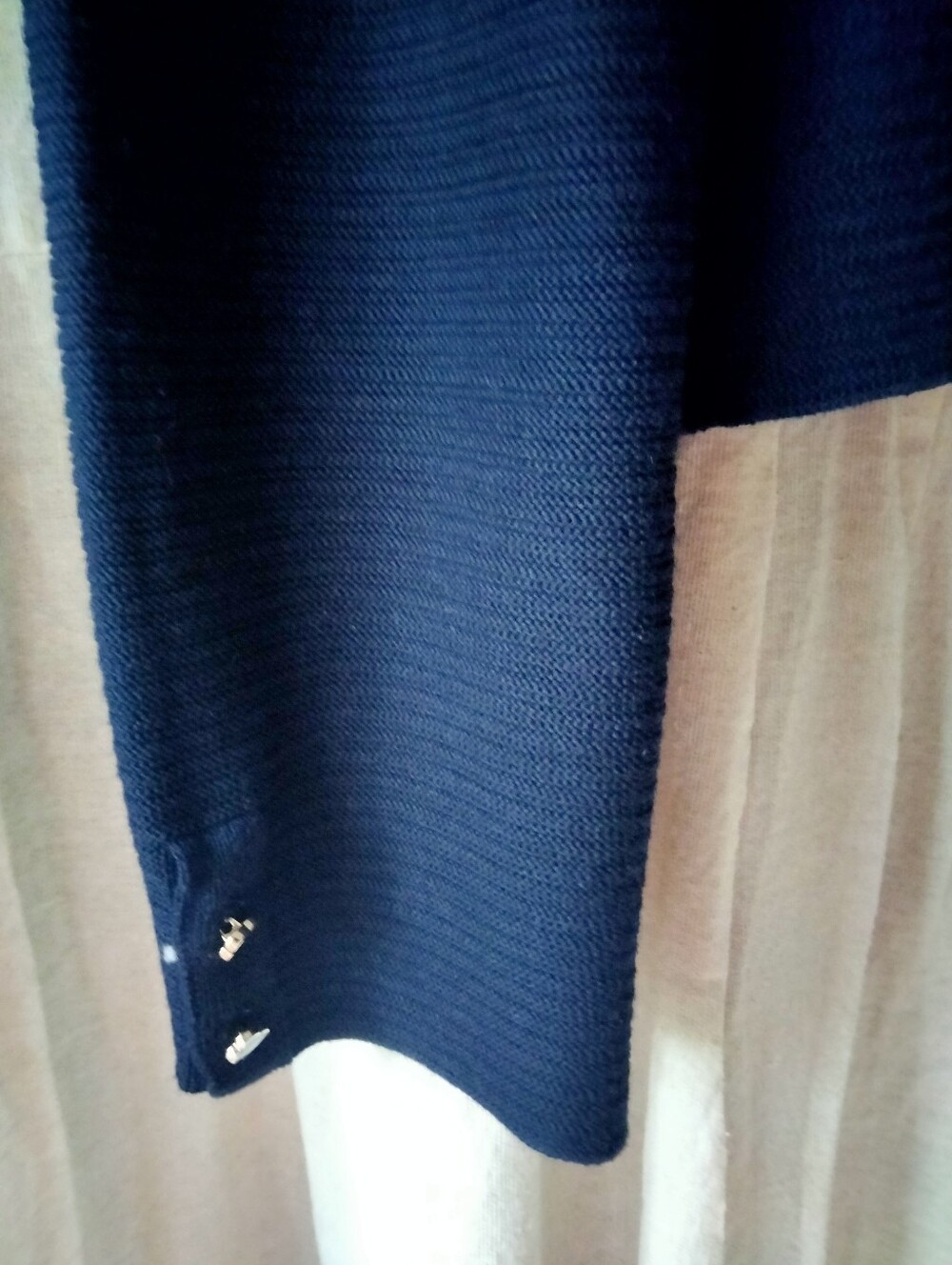 Talbots Dark Navy Ribbed Knit Open-Front Cardigan - Picture 3 of 8